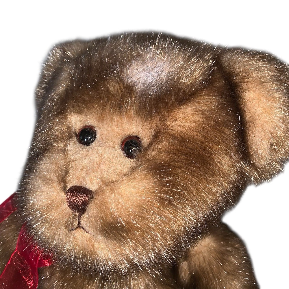 GUND Zales Holiday Brown Teddy Bear 16" Plush With Red Velvet Gift Box Ribbon - Picture 5 of 6